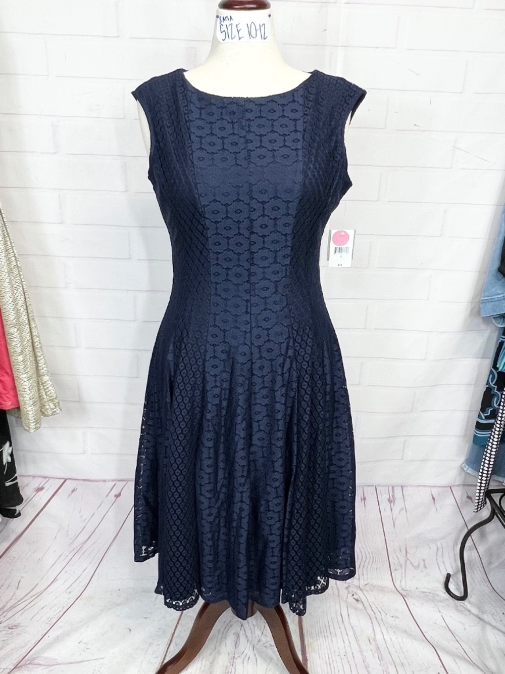 NWT🤩 |•DANNY AND NICOLE•| Pretty Navy Blue Lace Dress Size 12